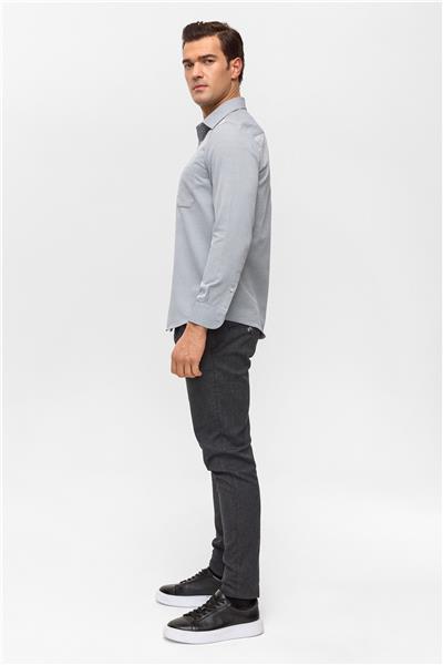 Lacivert Regular Desenli Klasik Yaka Gömlek