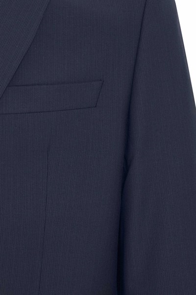 Lacivert Regular Desenli Kruvaze Yaka 4 Drop Klasik Takım Elbise