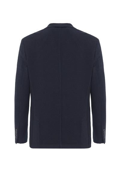 Lacivert Regular Fit Desenli Mono Yaka 4 Drop Ceket