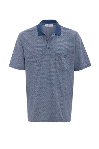 Lacivert Regular Desenli Polo Yaka Tişört