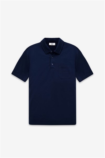 Lacivert Regular Düz Baskısız Süprem Düğmeli Polo Yaka Standart Tişört