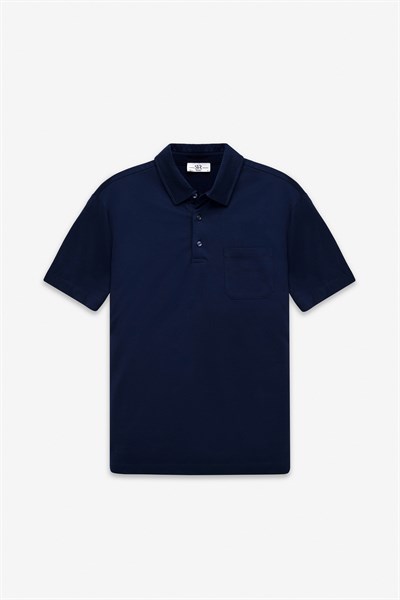 Lacivert Regular Düz Baskısız Süprem Düğmeli Polo Yaka Standart Tişört