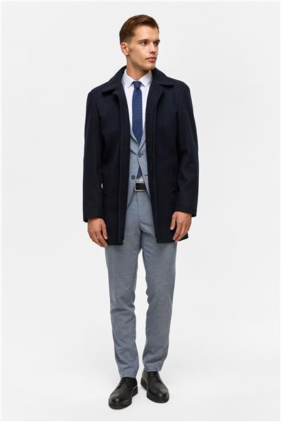 Lacivert Regular Düz Bebe Yaka Kaban