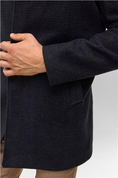 Lacivert Regular Düz Bebe Yaka Kaban