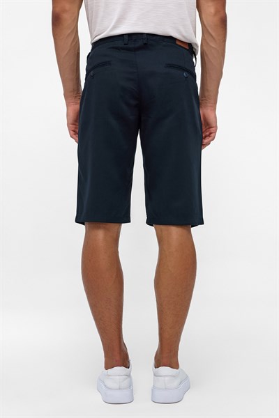 Lacivert Regular Düz Bermuda Şort