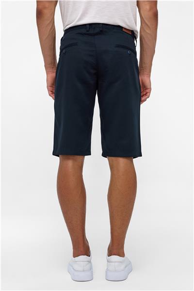 Lacivert Regular Düz Bermuda Şort