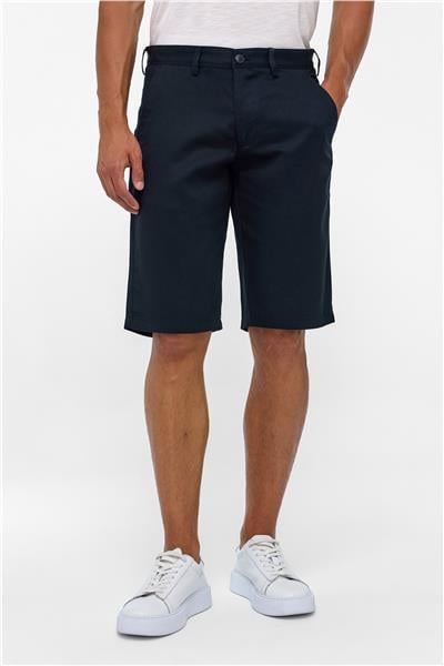 Lacivert Regular Düz Bermuda Şort