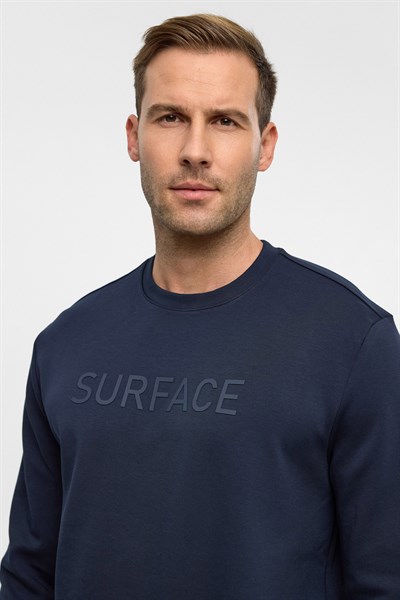 Lacivert Regular Düz Bisiklet Yaka Sweatshirt