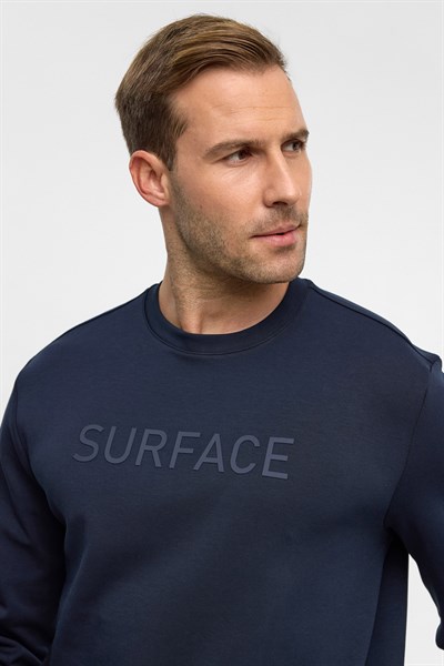 Lacivert Regular Düz Bisiklet Yaka Sweatshirt