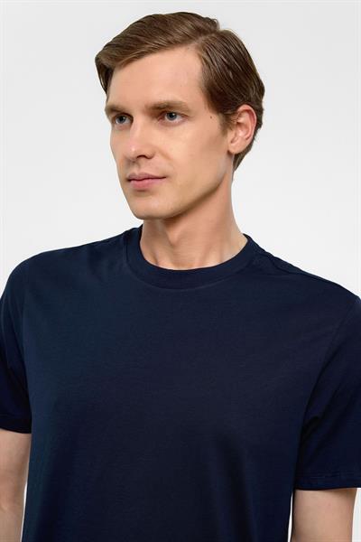 Lacivert Regular Düz Bisiklet Yaka Tişört