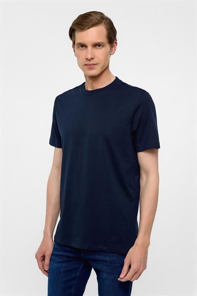 Lacivert Regular Düz Bisiklet Yaka Tişört