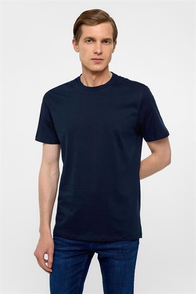 Lacivert Regular Düz Bisiklet Yaka Tişört