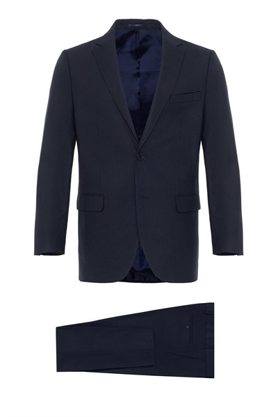 Lacivert Regular Düz Mono Yaka 4 Drop Klasik Takım Elbise