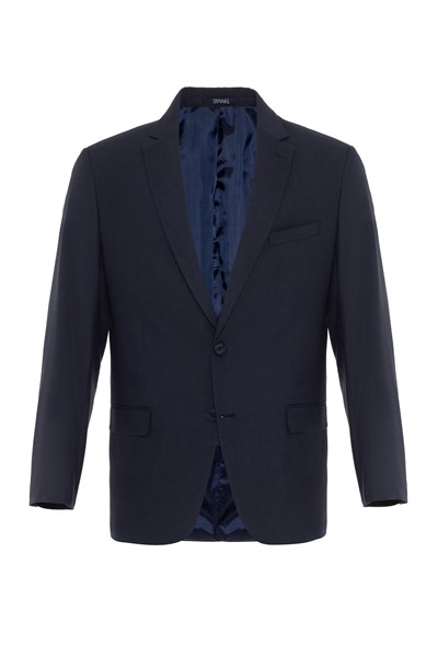 Lacivert Regular Düz Mono Yaka 6 Drop Klasik Takım Elbise