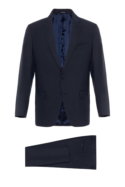 Lacivert Regular Düz Mono Yaka 6 Drop Klasik Takım Elbise