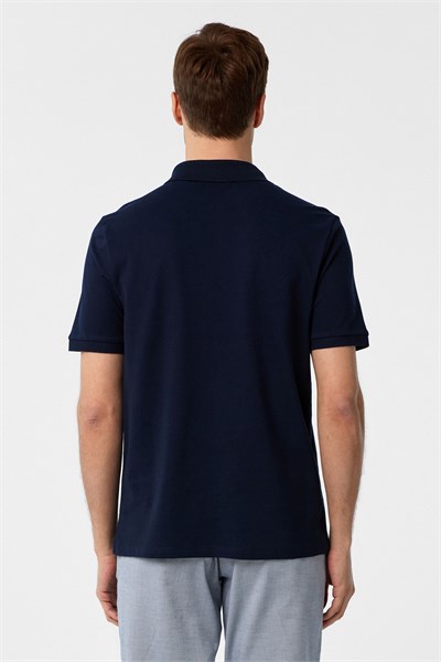 Lacivert Regular Düz Polo Yaka Tişört