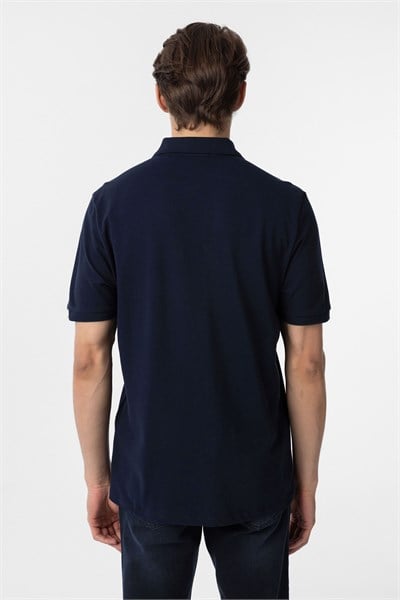 Lacivert Regular Düz Polo Yaka Tişört