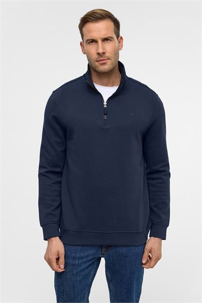 Lacivert Regular Düz Yarım Balıkçı Yaka Sweatshirt
