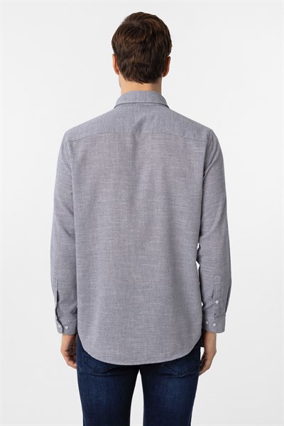 Lacivert Regular Fit Desenli Düğmeli Yaka Gömlek