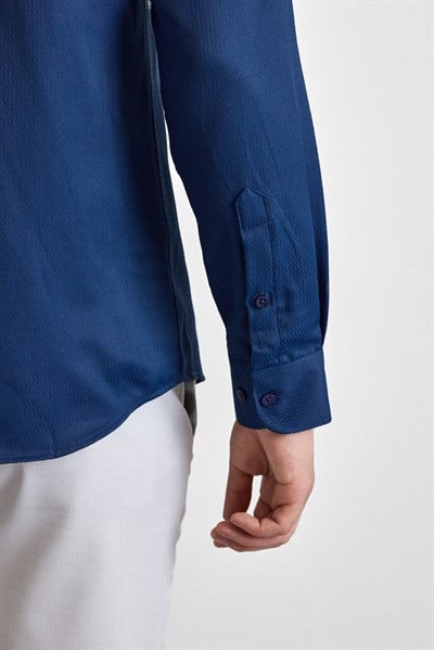 Lacivert Regular Klasik Yaka Casual Gömlek
