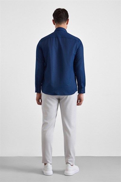 Lacivert Regular Klasik Yaka Casual Gömlek