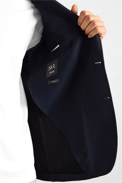 Lacivert Regular Mono Yaka Torba Cep 4 Drop Spor Ceket