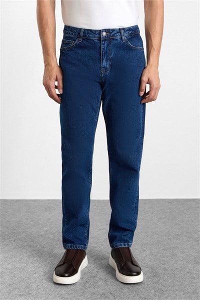 Lacivert Regular Normal Bel Denim Pantolon