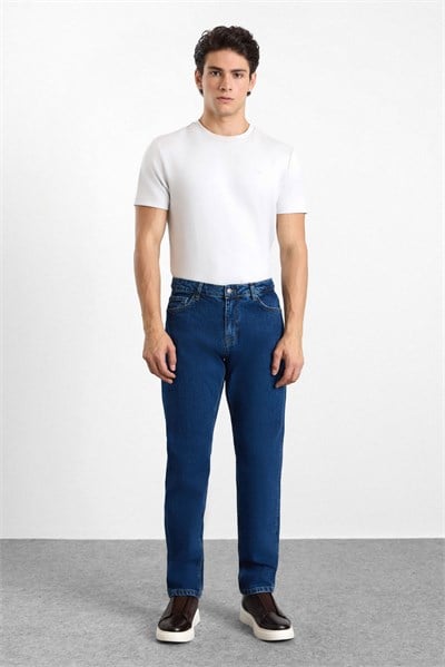 Lacivert Regular Normal Bel Denim Pantolon