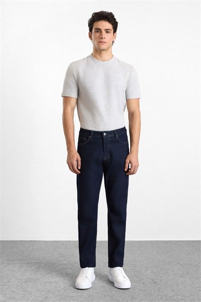 Lacivert Regular Normal Bel Denim Pantolon