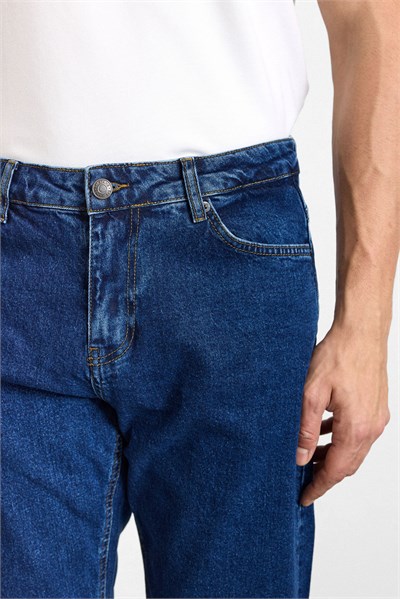 Lacivert Regular Normal Bel Denim Pantolon