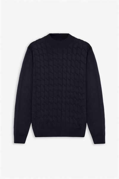 Lacivert Regular Yarım Balıkçı Yaka Kazak