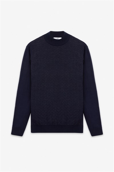 Lacivert Regular Yarım Balıkçı Yaka Kazak