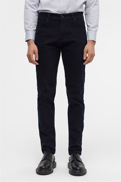 Lacivert Slim 5 Cep Kalıp Düz Pantolon