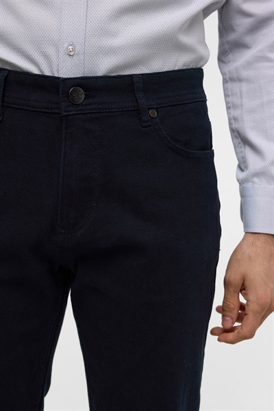 Lacivert Slim 5 Cep Kalıp Düz Pantolon