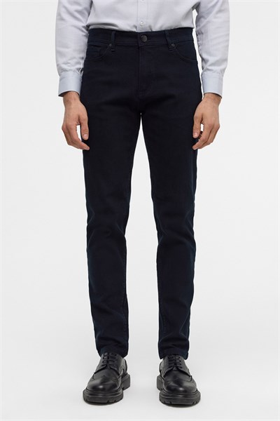 Lacivert Slim 5 Cep Kalıp Düz Pantolon