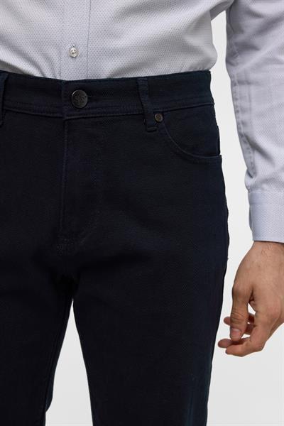 Lacivert Slim 5 Cep Kalıp Düz Pantolon