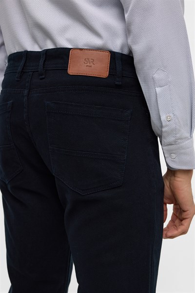 Lacivert Slim 5 Cep Kalıp Düz Pantolon