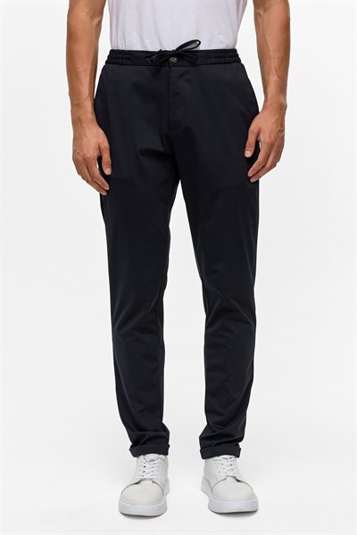 Lacivert Slim Armürlü Jogger Pantolon