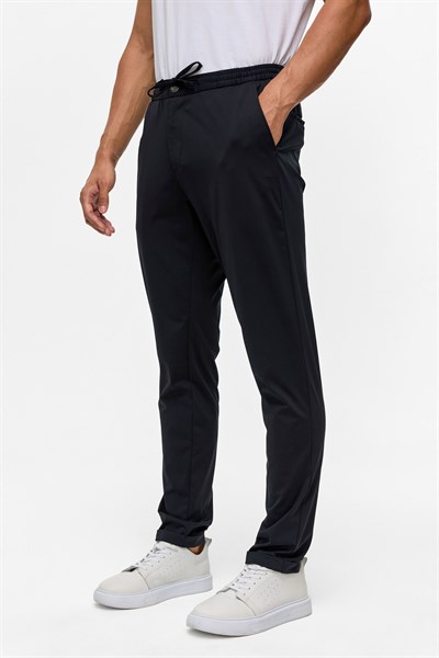 Lacivert Slim Armürlü Jogger Pantolon
