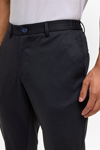 Lacivert Slim Armürlü Jogger Pantolon