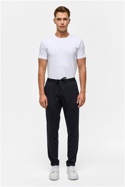 Lacivert Slim Armürlü Jogger Pantolon