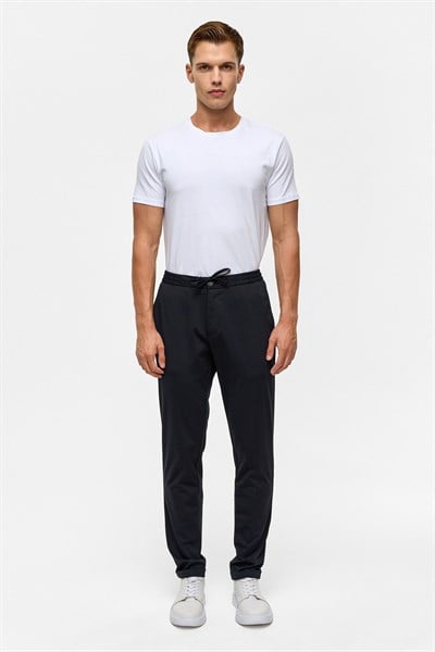 Lacivert Slim Armürlü Jogger Pantolon