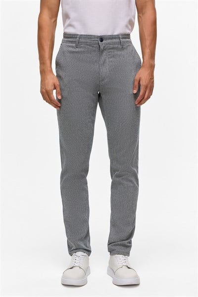 Lacivert Slim Armürlü Kanvas Pantolon