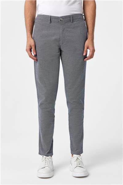 Lacivert Slim Fit Armürlü Kanvas Pantolon