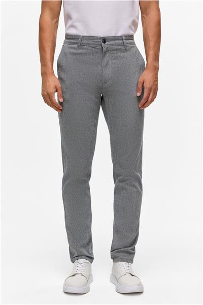 Lacivert Slim Armürlü Kanvas Pantolon