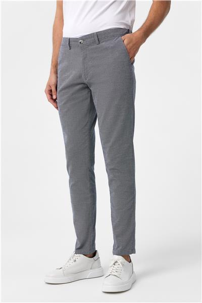 Lacivert Slim Fit Armürlü Kanvas Pantolon