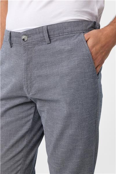 Lacivert Slim Fit Armürlü Kanvas Pantolon