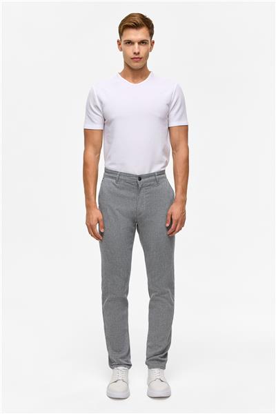 Lacivert Slim Armürlü Kanvas Pantolon