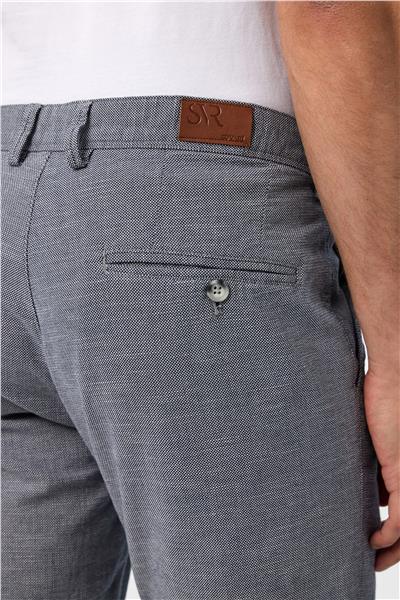 Lacivert Slim Fit Armürlü Kanvas Pantolon