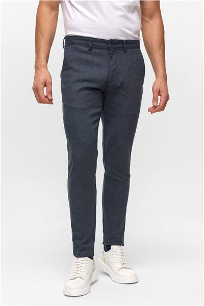 Lacivert Slim Armürlü Pantolon